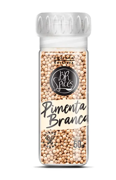 PIMENTA BRANCA BR SPICES EM GRAOS COM MOEDOR 50G