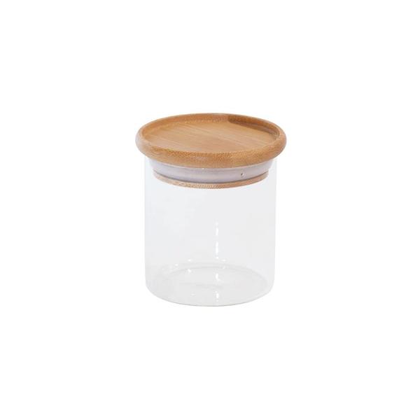 POTE DE VIDRO EMPILHÁVEL OIKOS TAMPA DE BAMBU 200ML