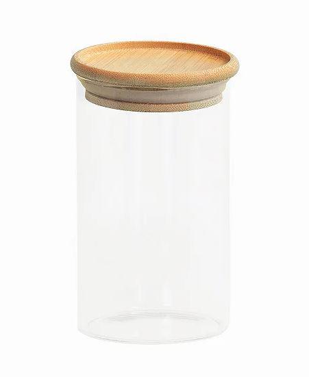 POTE DE VIDRO EMPILHÁVEL OIKOS TAMPA DE BAMBU 600ML