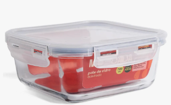 POTE HERMÉTICO VIDRO COM TAMPA PLÁSTICA QUADRADO MOZCADA 740ML