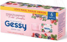 SABONETE GESSY FRUTAS VERMELHAS LEVE MAIS PAGUE MENOS COM 6 DE 80G