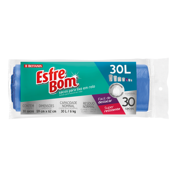 SACO LIXO ESFREBOM ROLO 30L