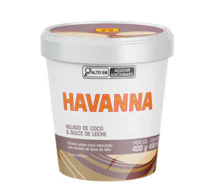 SORVETE HAVANNA DE COCO COM DOCE DE LEITE 400G/490ML
