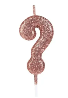 VELA GLITTER INTERROGACAO ROSE
