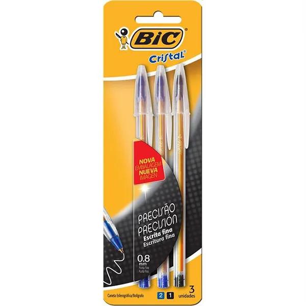 CANETA BIC PRECISAO 2AZ 1PTO 3UN