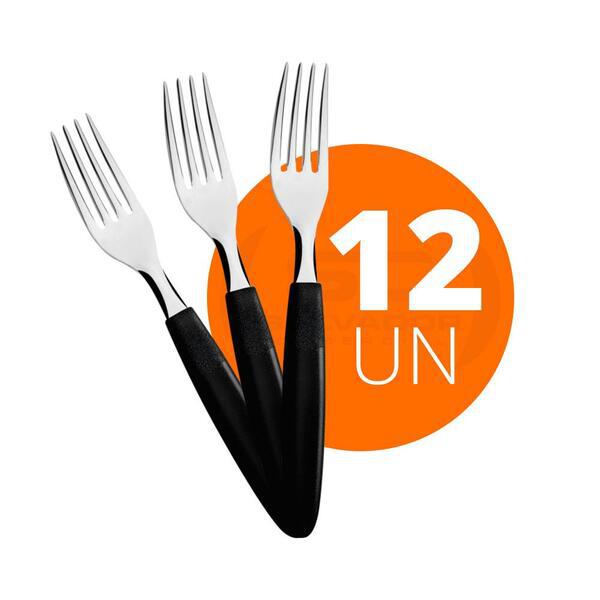 GARFO CABO PRETO INOX 12UN