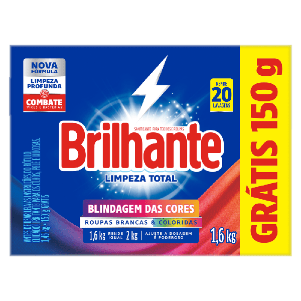 LAVA ROUPAS BRILHANTE LIMP TOTAL CX L1.6KG/P1.45KG