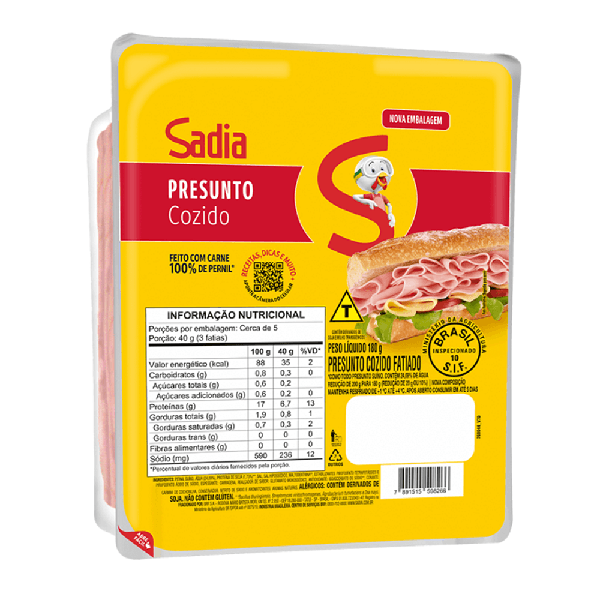 PRESUNTO SADIA COZIDO FATIADO 180G