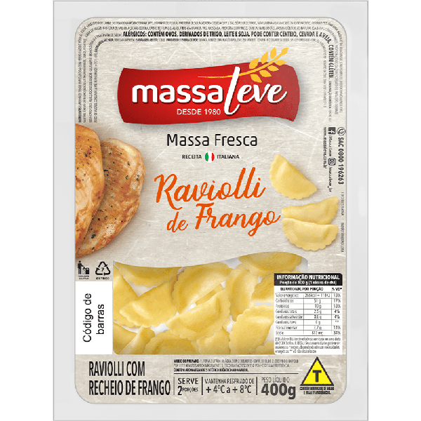 RAVIOLLI MASSALEVE FRANGO 400G