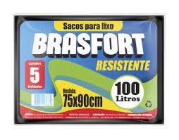 SACO BRASFORT LIXO PRETO 100L 5UN