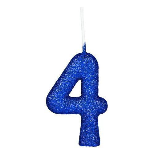 VELA TIO FESTINHAS GLITER AZUL N 4