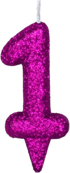 VELA TIO FESTINHAS GLITER ROSA N1