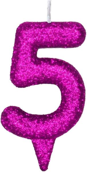 VELA TIO FESTINHAS GLITER ROSA N5