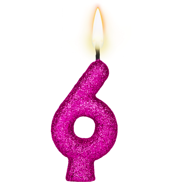VELA TIO FESTINHAS GLITER ROSA N6