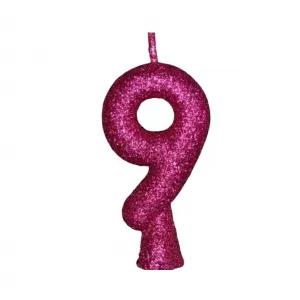 VELA TIO FESTINHAS GLITER ROSA N9