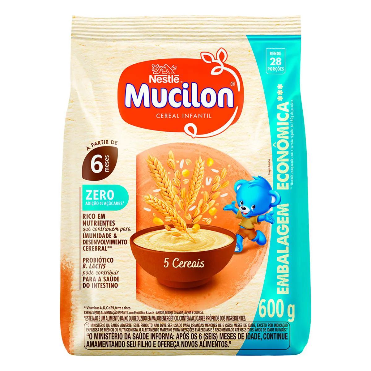 MUCILON BL 5 CEREAIS ZERO NESTLE 600G