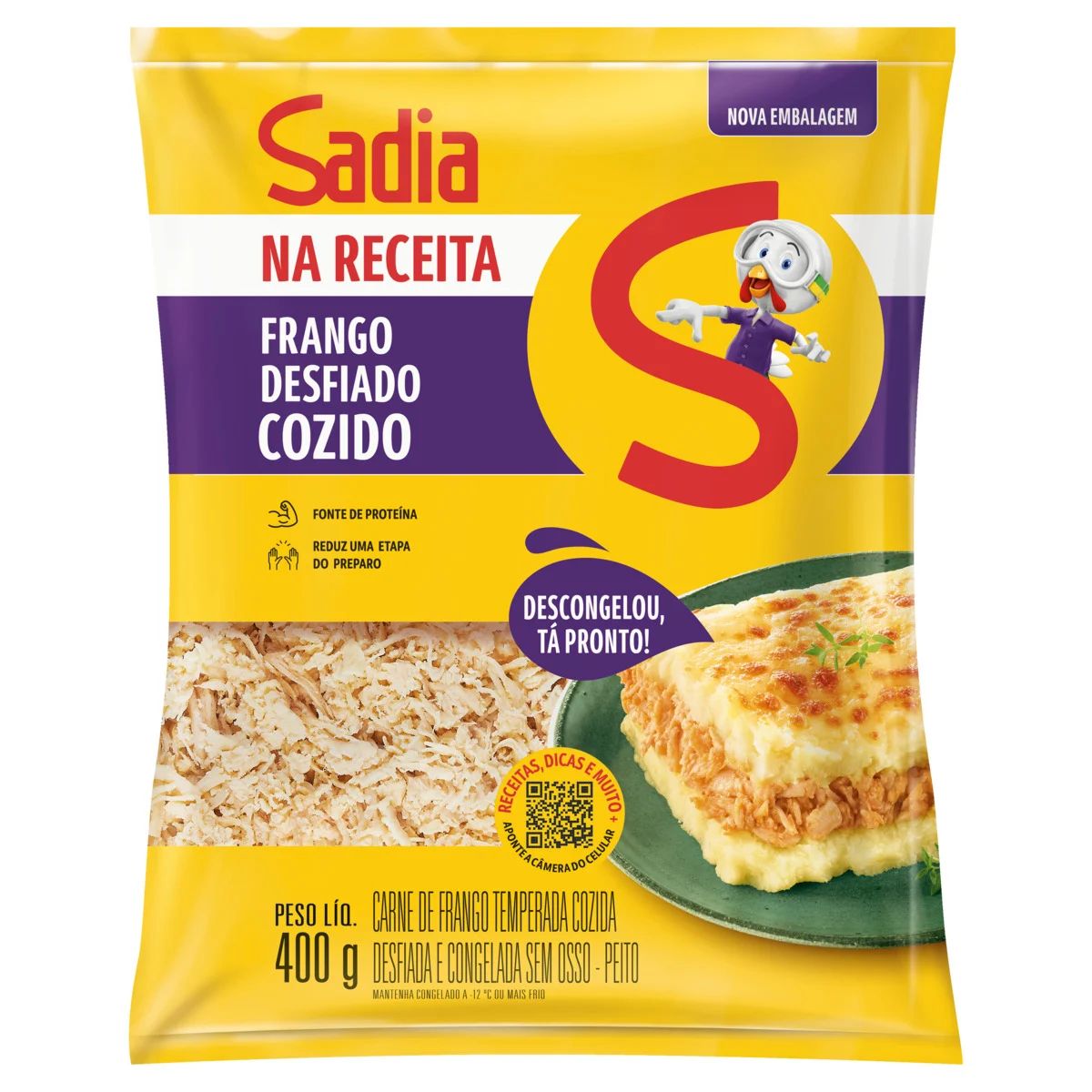 PEITO DE FRANGO TEMP COZ DESFIADO CG SADIA 400G
