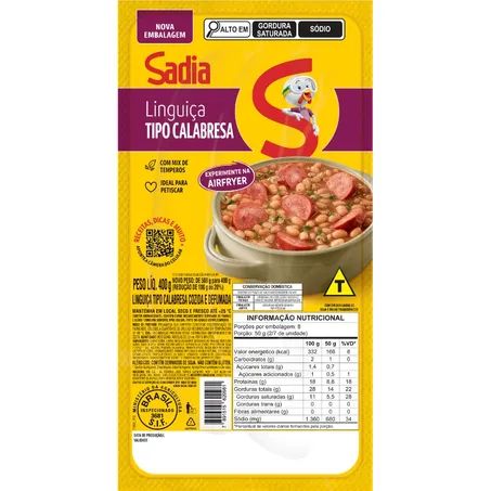 Linguiça Calabresa Defumada Sadia Pacote 400g