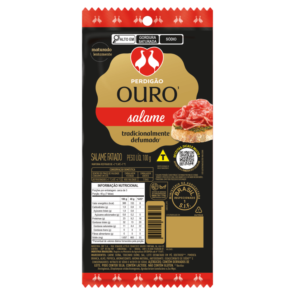 SALAME FATIADO PERDIGAO OURO 100G