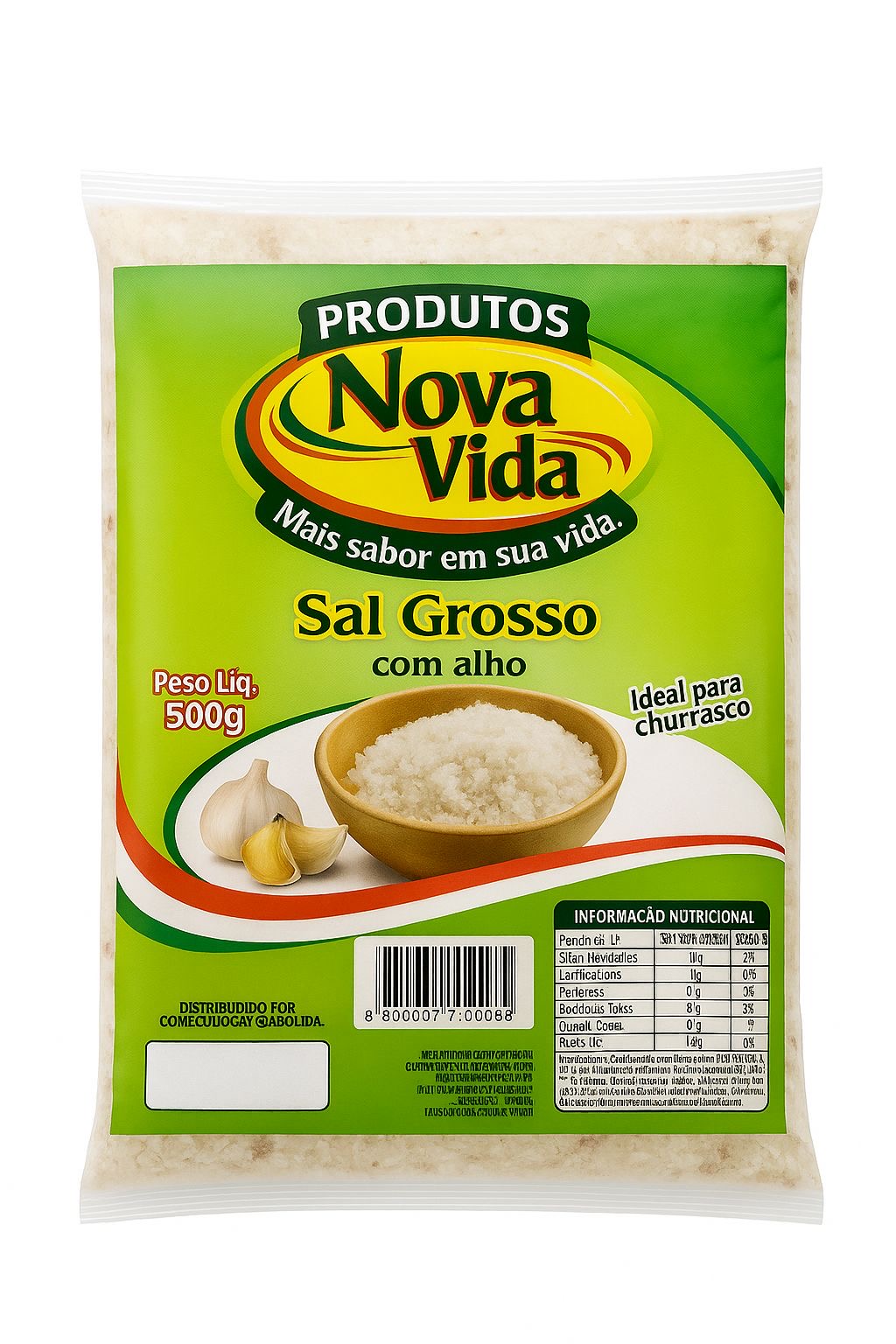 SAL GROSSO COM ALHO NOVA VIDA 500G