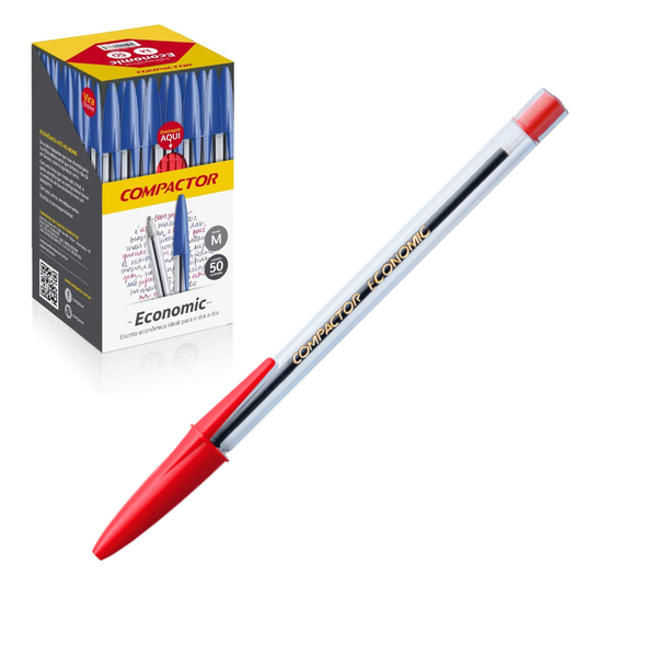 CANETA COMPACTOR ECONOMIC VERMELHA