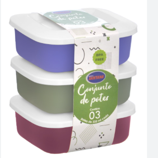 KIT C/ 3 POTES QUADRADO 335ML