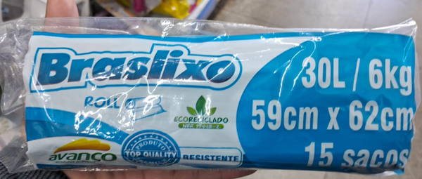 SACO LIXO BRASLIXO ROLO 30L 15N