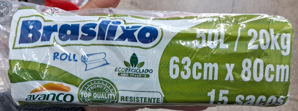 SACO LIXO BRASLIXO ROLO 50L 15N