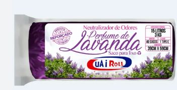 SACO LIXO UAI ROLO 15L LAVANDA
