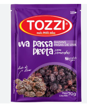 UVA PASSA PRETA TOZZI 70G S/S SACHE