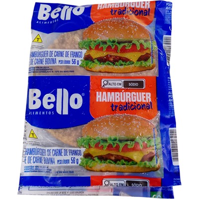 Hamburguer Misto Bello 56g Carne Bov e Frango