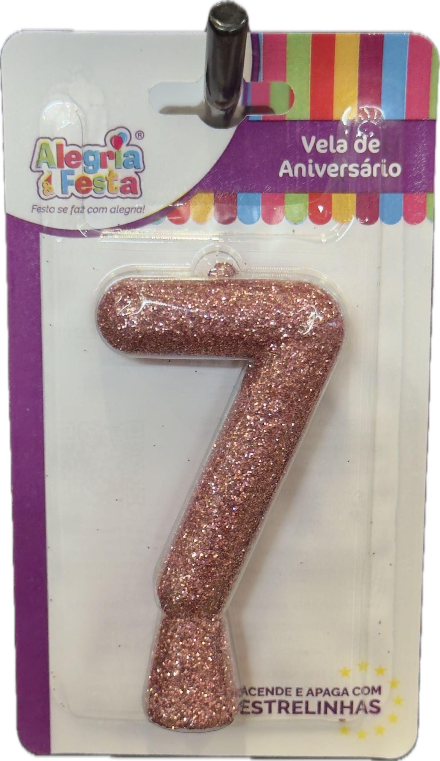 Vela Aniversario Tubular Premium N7 Rose