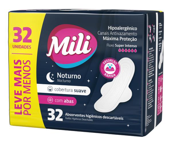 Abs Mili Noturno Dia e Noite C/Abas 32un Cobertura Suave