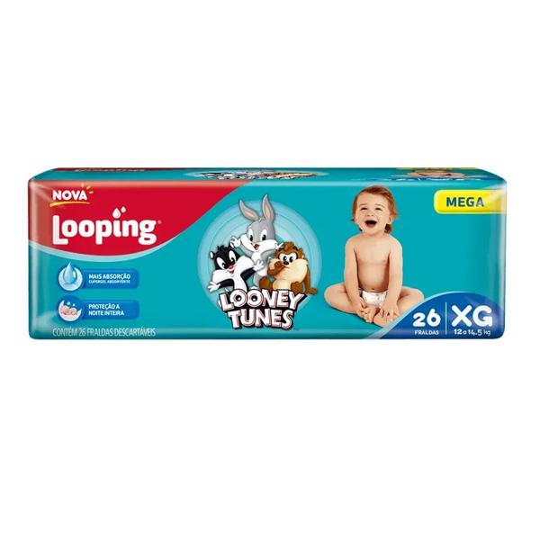 Fralda Looney Tunes Mega C/26 Tam Xg