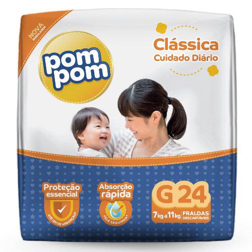 Fralda Pompom Classica G.  C/24 Classica g
