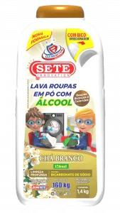 Lava Roupas Em Po De Alcool Sete 1,4kg Pote Cha Branco