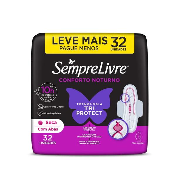 ABSORVENTE SEMPRE LIVRE CONFORTO NOTURNO SECA 32UN