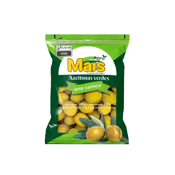 AZEITONA VERDE 120G S/CAROÇO AGROMAIS