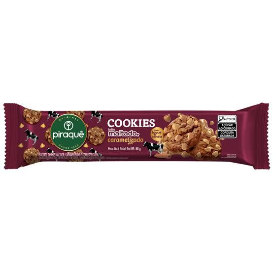 BISCOITO PIRAQUE COOKIE LEITE MALTADO CARAMELIZADO 80G