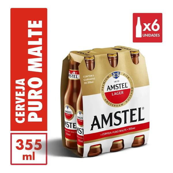 CERVEJA AMSTEL LONG NECK 355ML C/6