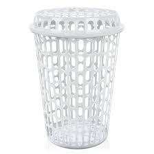 CESTO TELADO C/ TAMPA BRANCO 60L