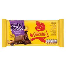 CHOCOLATE BARRA GAROTO CHOC LEITE CAJU PASSAS 80GR