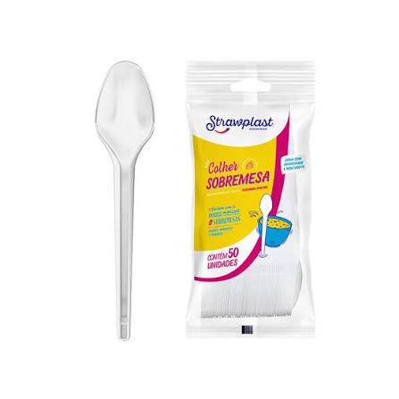COLHER SOBREMESA CRISTAL STRAWPLAST 50UND
