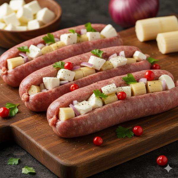 LINGUIÇA ESP QUEIJO PALMITO PIMENTA BIQUINHO CEBOLA ROXA