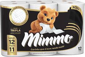 PAPEL HIGIÊNICO FOLHA TRIPLA MIMMO 12 ROLOS 20M