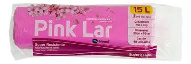 SACO LIXO ROLO PINK LAR REFORCADO 15L 39X58 C/ 40
