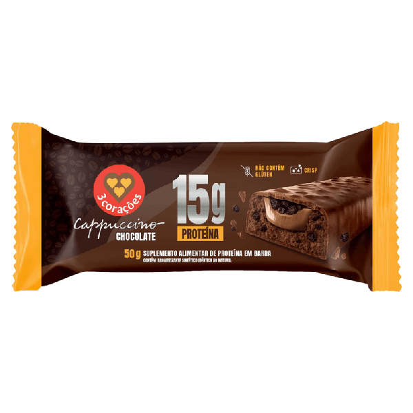 BARRA PROTEINA 3 CORACOES 50G CAPP CHOC