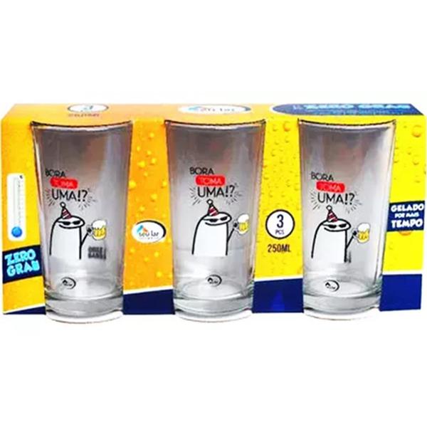 COPO VIDRO ZERO GRAU 250ML SEU LAR C/3UN