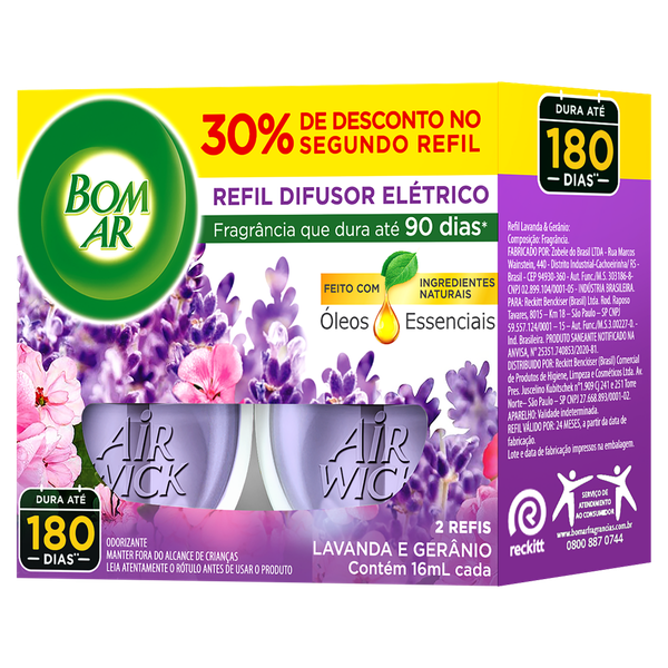 DIFUSOR ELET BOM AR LAV 16ML PACK C/2RF