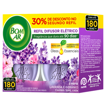 DIFUSOR ELET BOM AR LAV 16ML PACK C/2RF